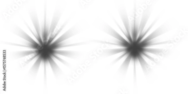 Fototapeta Abstract grey light flares and starbursts. A smoky visual effect and subtle design element isolated on a transparent background for atmospheric graphics. PNG.