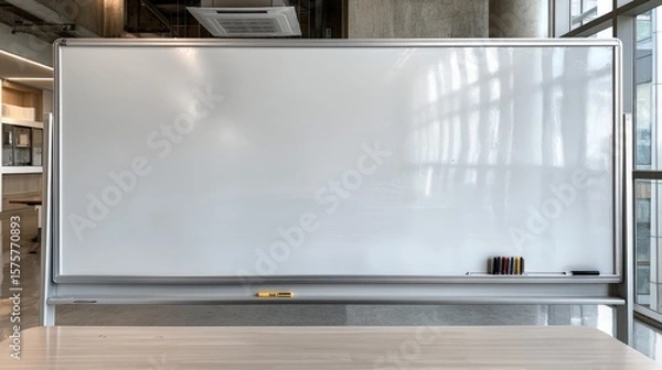 Fototapeta Large clean empty whiteboard in a modern meeting room