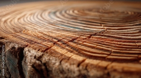 Fototapeta Minimalist cross-section of a tree trunk with growth rings