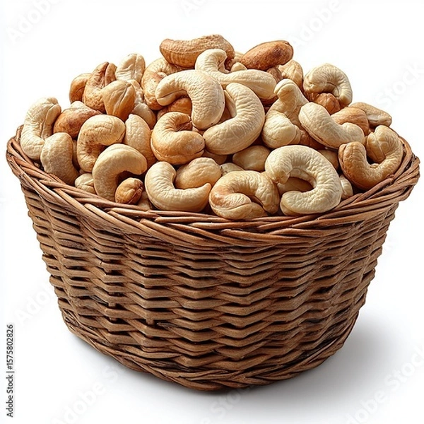 Obraz A basket filled with fresh and delicious cashew nuts.