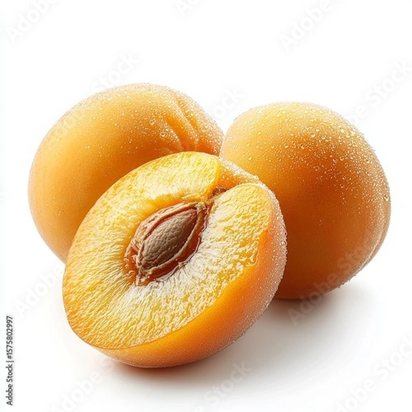 Obraz Fresh peaches with dew drops, perfect for summer enjoyment.