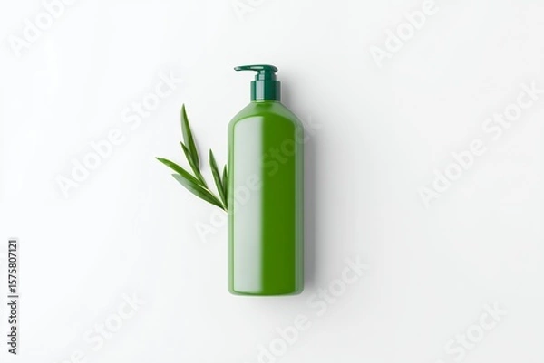 Fototapeta Tea Tree Shampoo Bottle Placed on a Plain White Background
