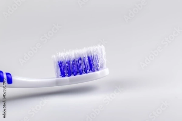 Fototapeta Close-up View of a Worn Toothbrush Displaying Frayed Bristles