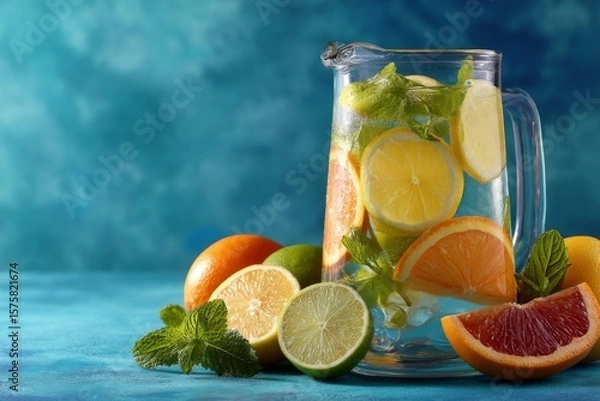 Obraz Refreshing Citrus Infused Water with Mint