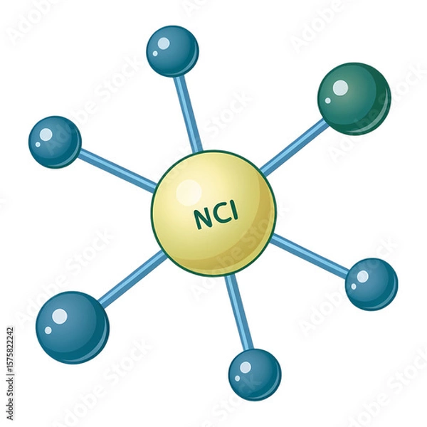 Fototapeta Simplified Molecular Structure NCbased Compound isolated on transparent background