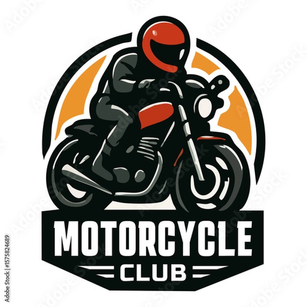 Fototapeta motorcycle club emblem featuring rider on bike
