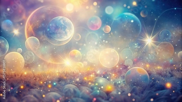 Fototapeta A Celestial Tapestry Shimmering Planets, Glowing Nebulae, and Distant Suns in a Dreamlike Cosmos
