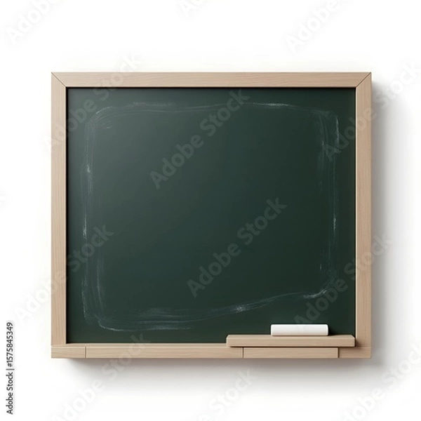Obraz Blank Blackboard with Chalk Isolated on White Background – Modern Educational Concept