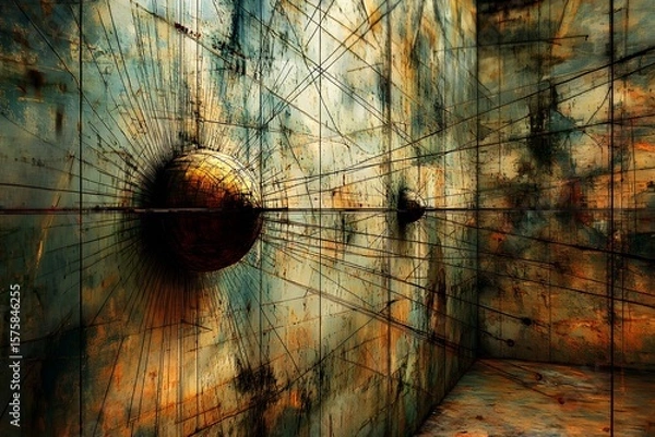 Obraz Abstract Industrial Sphere with Geometric Lines