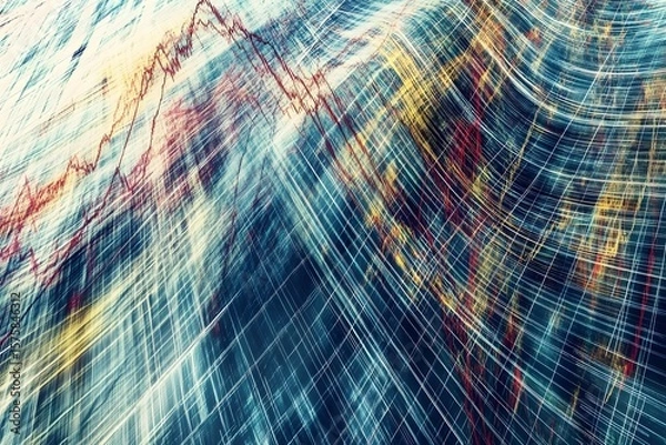 Obraz Abstract Data Flow with Financial Graph Lines