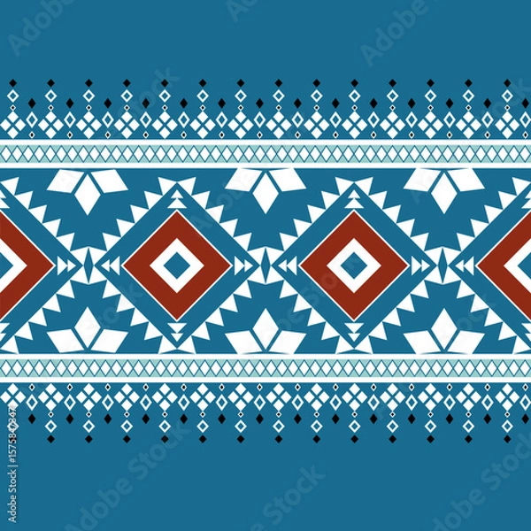 Obraz geometric ethnic pattern seamless color oriental. Background, Design curtain, carpet, wallpaper, clothing, wrapping, Batik, vector illustration
