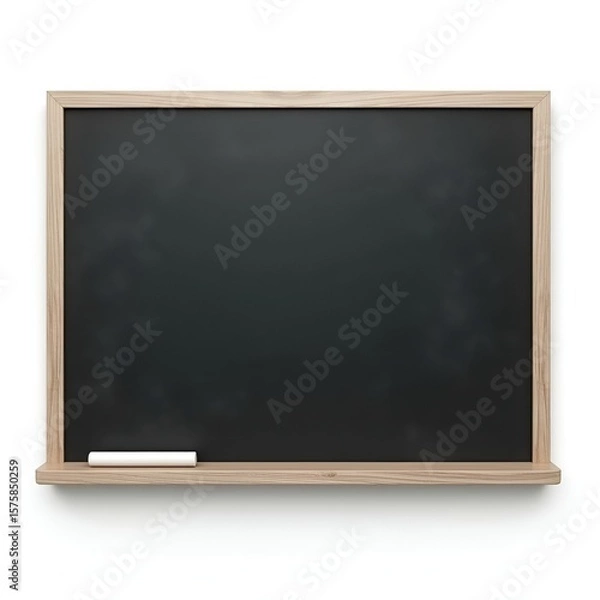 Obraz Blank Blackboard with Chalk Isolated on White – Minimal Education and Teaching Background

