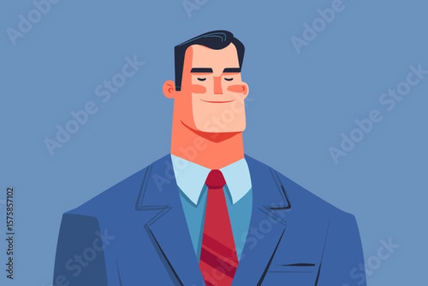 Fototapeta man in a blue business suit with a red tie. vector illustration