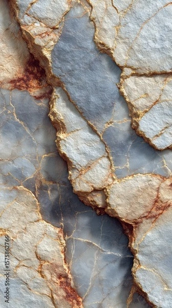 Fototapeta Layers of natural stone with striking patterns and colors in a close-up view showing fine details and textures in daylight