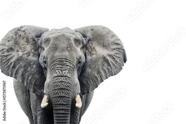 Obraz Gentle elephant walking slowly isolated on transparent background