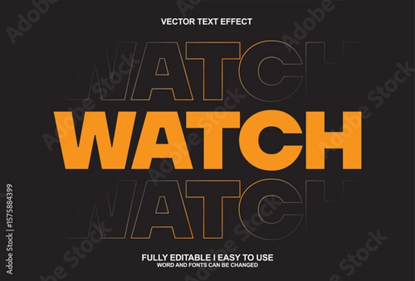 Fototapeta Watch Double stacked editable font text effect