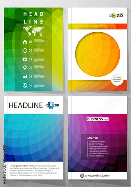 Fototapeta Business templates for brochure, magazine, flyer or annual report. Cover template, easy editable vector, flat layout in A4 size. Colorful design background with abstract shapes, overlap effect.