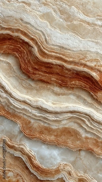 Fototapeta Striking natural stone patterns in earthy tones showing intricate layering and texture from a close-up view