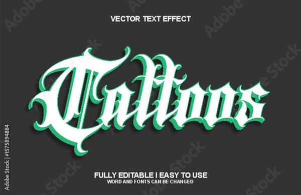 Fototapeta Tattoos Editable Font text effect