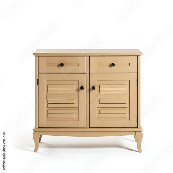 Obraz Wooden Cabinet Isolated on White Background – Modern Furniture and Interior Design Element

