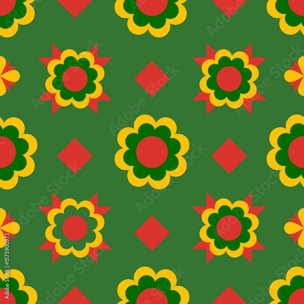 Fototapeta Christmas Colorful Geometric Floral Background Seamless Floral Pattern 