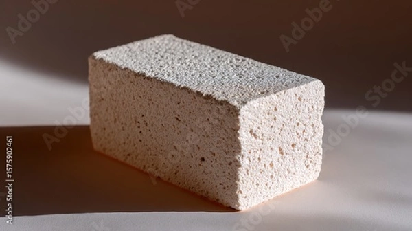 Fototapeta Single ceramic brick displayed on neutral background for construction and design concepts.