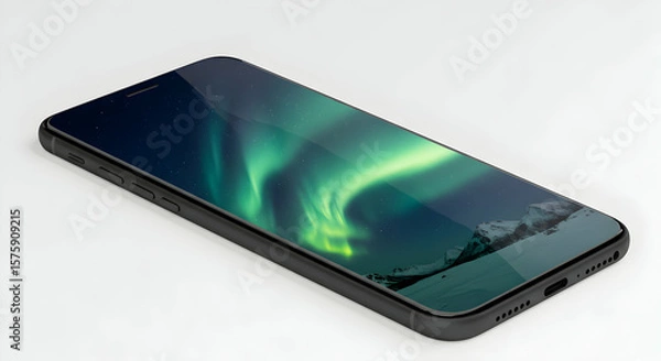 Fototapeta Stunning Aurora Borealis Display on Modern Smartphone Screen High Resolution Image Perfect for Mobile Wallpaper Backgrounds