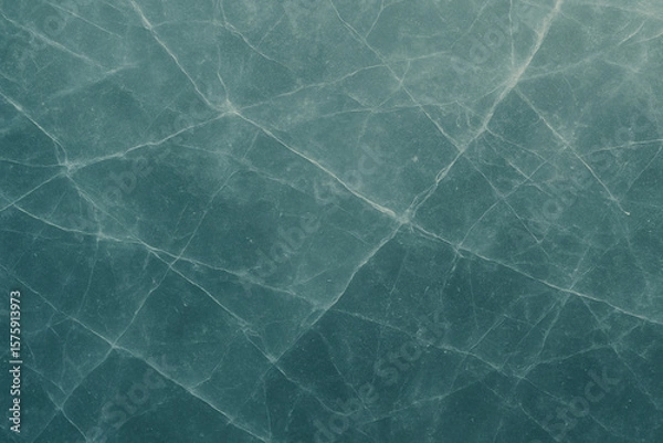 Obraz Cracked Frozen Ice Texture Background in Cool Jade Tone with Natural Fracture Lines, Perfect for Winter Themes, Nature Concepts, or Abstract Design