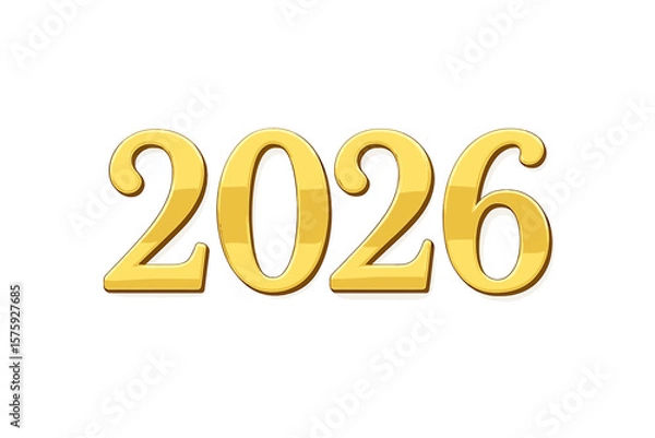 Obraz 2026 Gold Numbers, New Year Celebration, Shiny Golden 2026 Text, Festive Typography, Modern Vector, Calendar, Poster, Banner, Website, Holiday Design Element