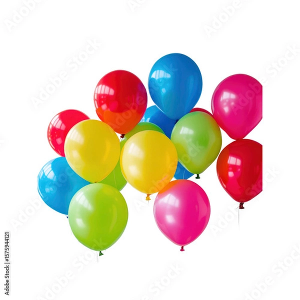 Fototapeta Vibrant Cluster of Colorful Balloons Floating Against a Transparent Background