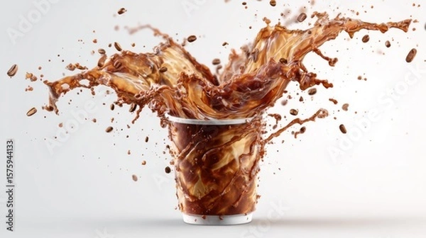 Fototapeta A dynamic splash of refreshing drink with a beautiful shape, frozen in mid-air