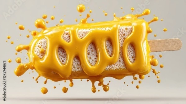 Fototapeta A delightful popsicle in a refreshing, yellow glaze, perfect for a summer treat