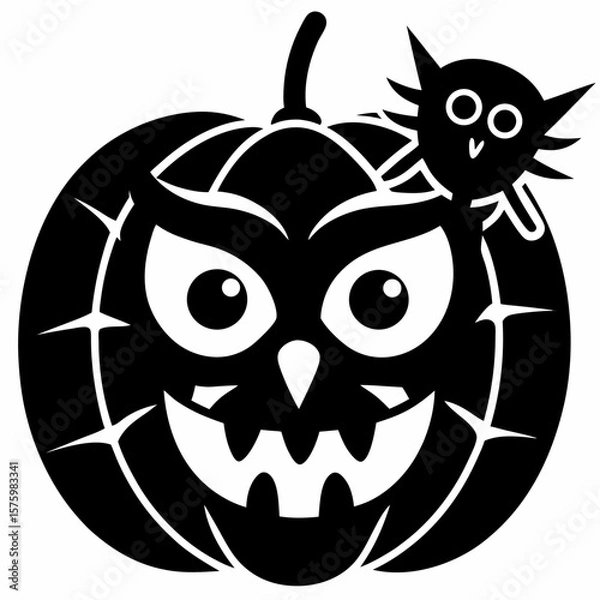 Fototapeta black cat with pumpkin