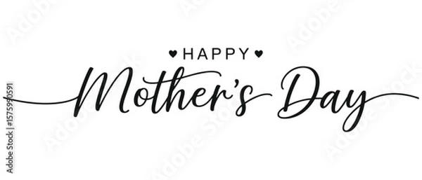 Fototapeta Happy Mother's Day Elegant Calligraphy with Hearts - Minimalist Greeting Design