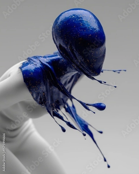 Fototapeta abstract white and blue art, minimalist composition, sharp aesthetic, for fashion use 