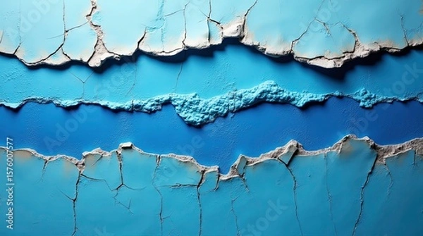Fototapeta teal painted torn paper ripped in the middle isolated on a white background, 3d renders