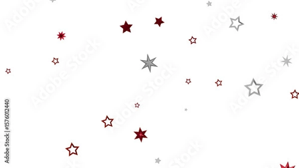 Fototapeta Beautiful festive background with red and silver stars scattered on a white background. Perfect for cards, invitations, or any celebratory design.