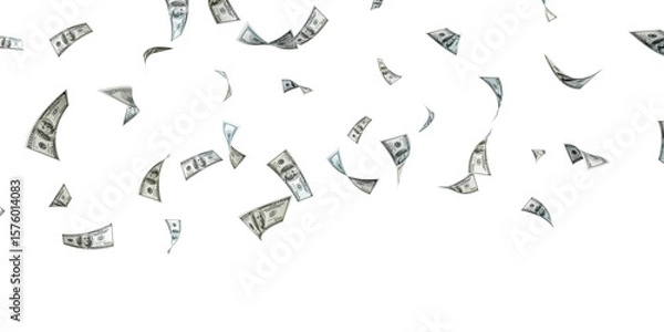Obraz 100 USA dollars bill falling from the sky on transparent