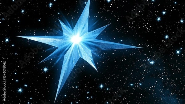 Fototapeta Brilliant icy starburst shining amidst a field of distant sparkling celestial bodies