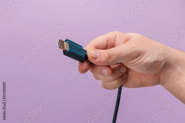 Obraz Hand holding HDMI cable