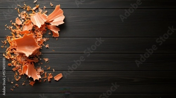 Fototapeta Vibrant Orange Paper Resting on Rustic Wooden Surface Evoking Warmth
