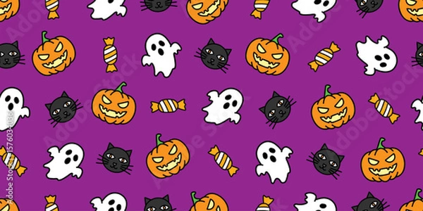 Fototapeta ハロウィンアイコンのシームレスパターン・背景素材
Seamless Pattern of Halloween Icons Background Design