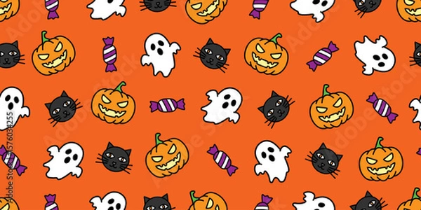 Fototapeta ハロウィンアイコンのシームレスパターン・背景素材
Seamless Pattern of Halloween Icons Background Design