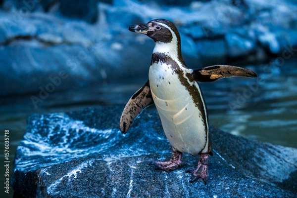 Obraz Humboldt penguin flapping its wings
