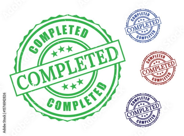 Obraz Grunge Rubber Completion Stamps, Task Done Label Vector Set  