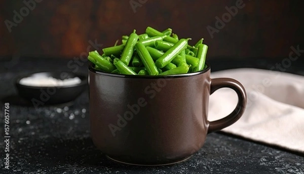 Obraz Green beans in a mug