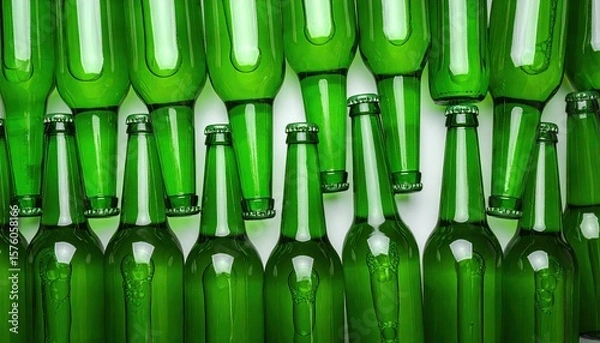 Obraz Green bottles arranged in rows