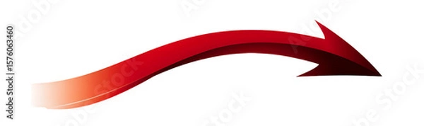 Obraz Red Curved Arrow Vector Illustration on Transparent Background