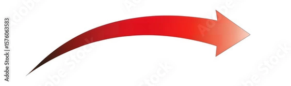 Obraz Red Curved Arrow Icon on Transparent Background