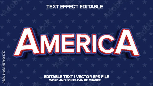 Obraz us america text effect vector editable